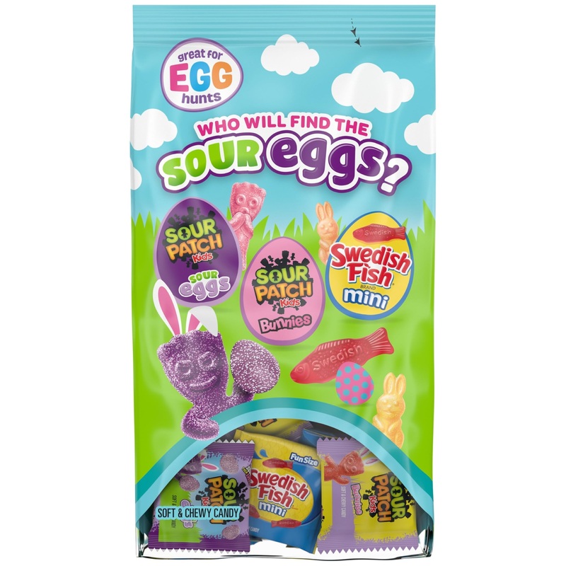 Sour Patch Kids Bunnies, Sour Eggs, And Swedish Fish Mini Soft & Chewy Easter Candy Variety Pack, 80 Snack Packs
