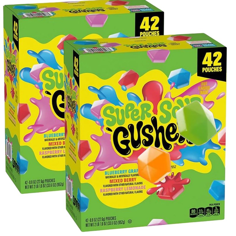 Super Sour Blueberry Grape, Mixed Berry, And Raspberry Lemonade Candy, 0.8 Oz Pouches, 42 Count (42 Count(2 Pack))