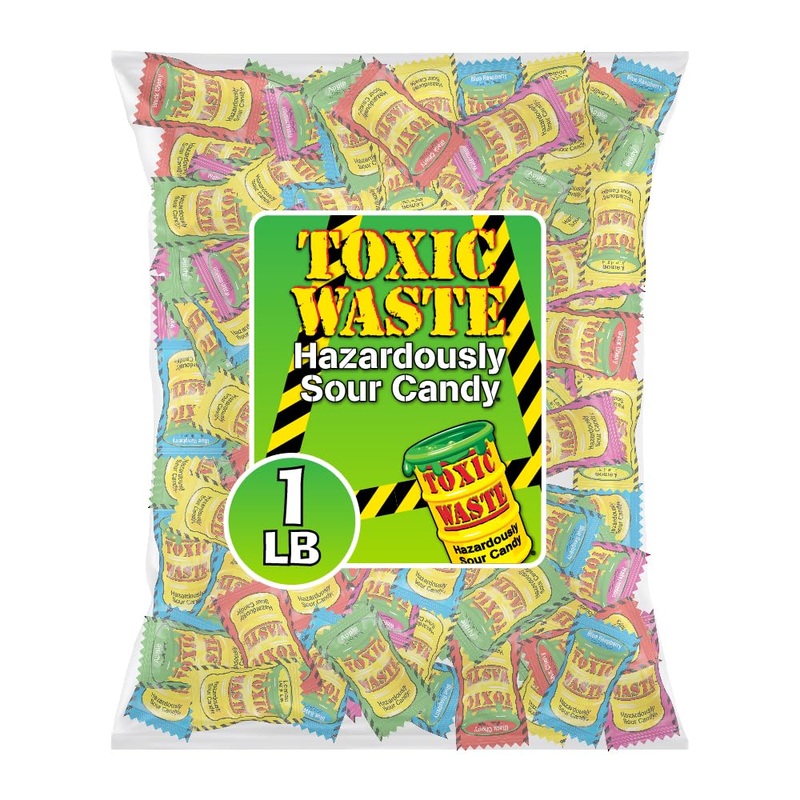 Toxic Waste | 1 Pound Bag Assortment Of Toxic Waste Sour Candy – 5 Flavors: Apple, Watermelon, Lemon, Blue Raspberry, And Black