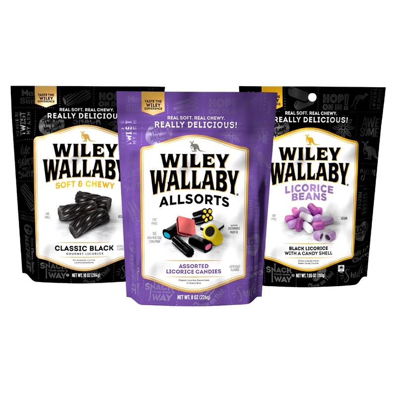 Wiley Wallaby Black Licorice Variety Pack – All Sorts, Black Beans & Black Classic Gourmet Australian Style Soft & Chewy Licoric