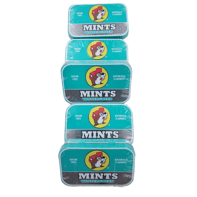Buc-Ee’S 2025 Gluten Free & Sugar Free Mints – 50 Mints Tin Can, Pack Of 5 Non-Gmo – Vegan – Soy Free – Natural Flavor (Wintergr