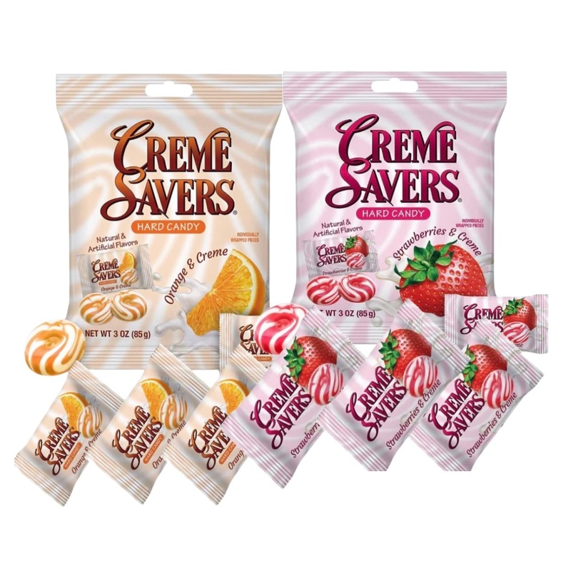 Creamy Delight Hard Candy – Original Strawberry & Orange Cream, 2-Pack, Individually Wrapped, Classic Sweet Treats by Generic
