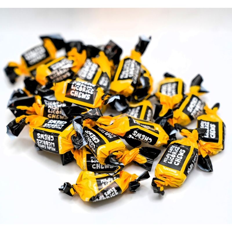 Dm Sweets Mildly Salty Licorice Toffee – 100 Pieces Of Fresh Soft Chewy Delicious Individually Wrapped Creamy Toffee, Black