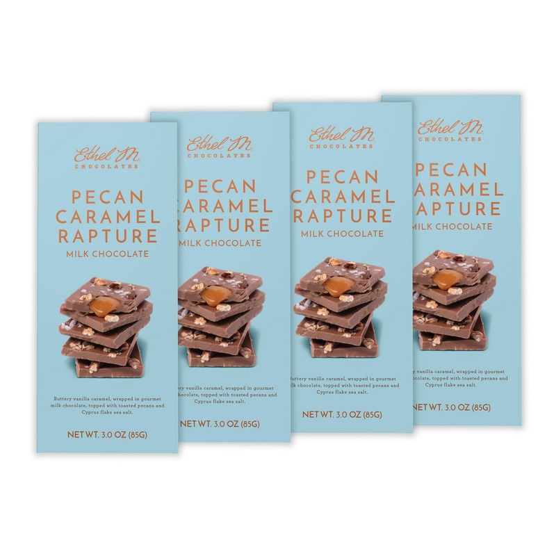 Ethel M Chocolates Small-Batch Gourmet Milk Chocolate Bar With Artisanal Caramel Fillings Topped With Chopped Pecans And Sea Sal