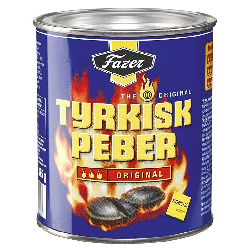 Fazer Tyrkisk Peber – Original – Finnish – Salty Licorice – Salmiakki – Salmiak – Salmiac – Caramel – Hard – Boiled – Pepper – C