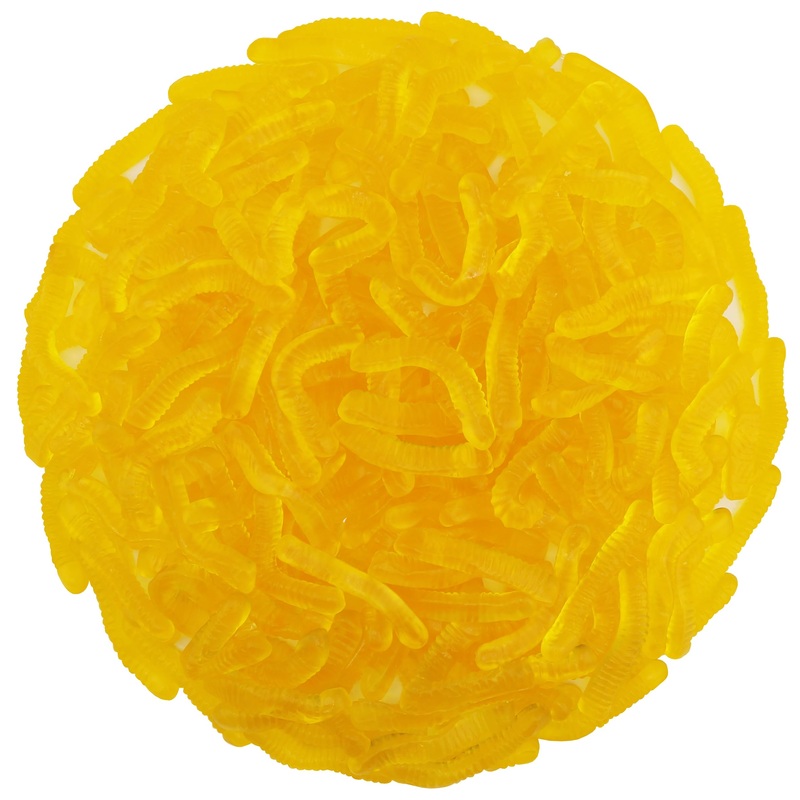 Firstchoicecandy Sweet & Sour Gummy Worms, Multi Flavors And Solid Colors (2 Pound, Yellow Pineapple)
