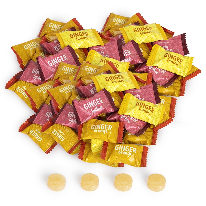 Ginger Hard Candy, Assorted Fruit Flavors 2 Lb Bag, Individually Wrapped Healthy Candy, The Sweet And Spicy Natural Remedy For A