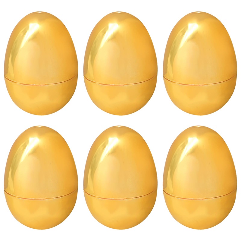 Inheming 6 Pcs Gold Easter Eggs, Empty Plastic Easter Eggs, Fillable Eggs For Candy, Chocolate, Money And Easter Stuff, Easter E