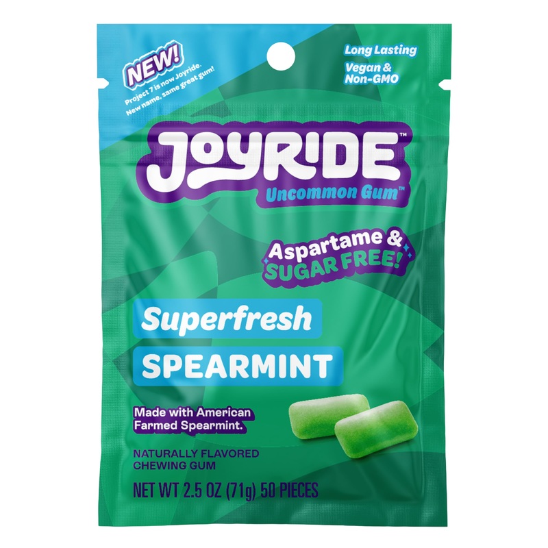 Joyride Gum – Superfresh Spearmint, Aspartame & Sugar Free, Low Carb, Vegan, Healthy Chewing Gum, 1 Pack Of 50 Pieces (50 Pieces