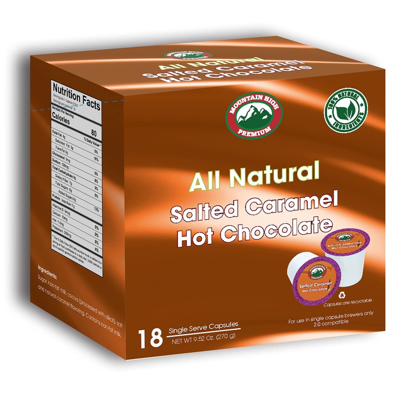 Mountain High All Natural Hot Chocolate – 2.0 Compatible Single Serve Cups (Salted Caramel, 72)