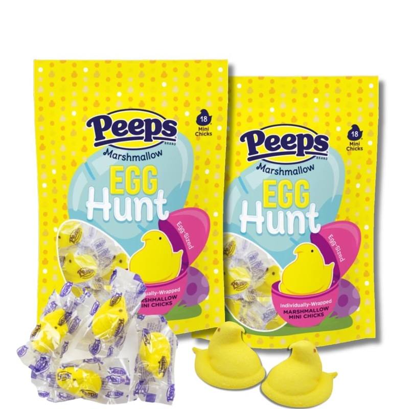 Peeps Egg Hunt Gift – Individually Wrapped Mini Chicks – Perfect Easter Egg Fillers – By Lyza’S Sweets & Treats (Pack Of 2, 18 C