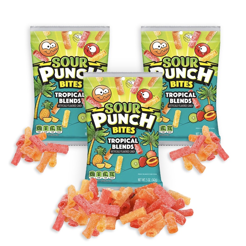Sour Punch Tropical Candy, 5 Oz – Chewy, Mouthwatering Tropical-Flavored Sour Candy – Fat-Free, Low Sodium Treat For Kids & Adul