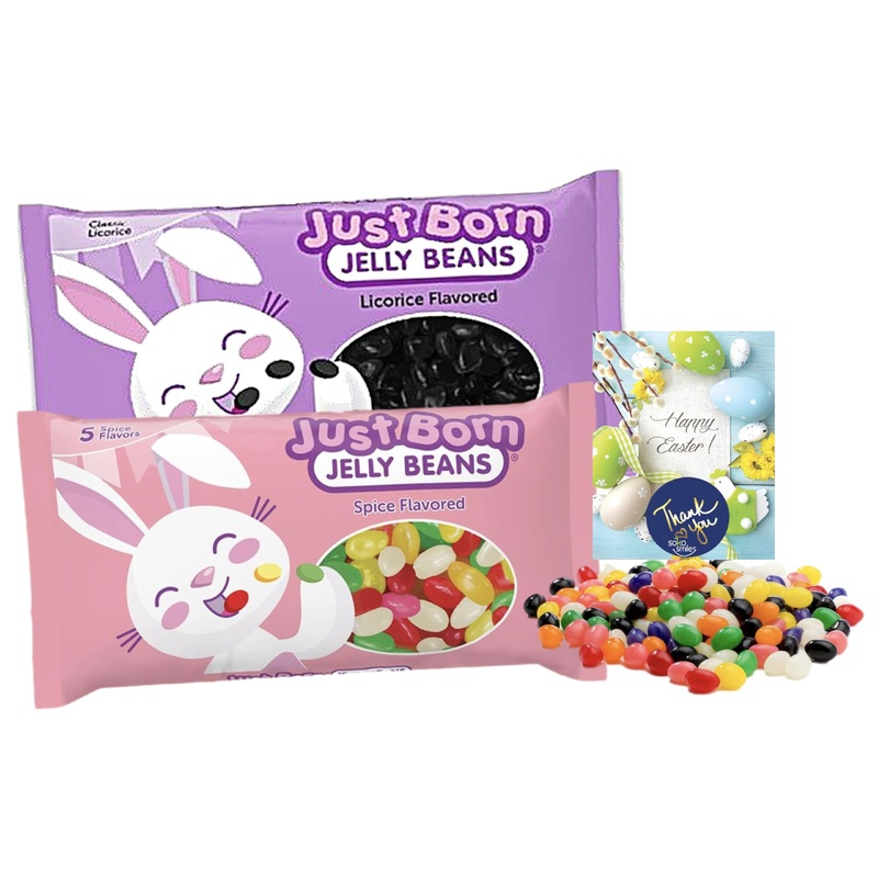 Spice And Licorice Flavored Pectin Jellybeans Candy By Just Born 2(10 Oz Bags) Bundle | Ideal For Easter Decor, Egg Hunts, Baske