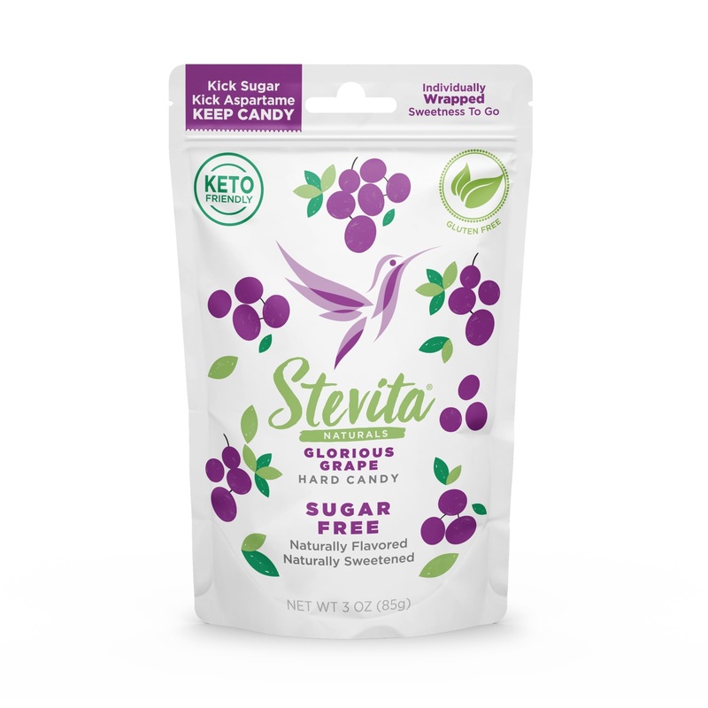 Stevita Hard Candy, Glorious Grape – 25 Individually Wrapped Pieces – Sugar & Aspartame Free – Naturally Flavored & Sweetened –