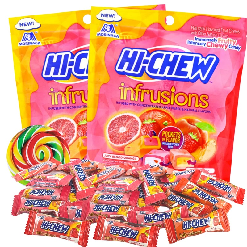 Sweetzo – Infrusions Orchard Mix Juicy Fruit Chews, Individually Wrapped Strawberry, Blood Orange, And Peach Flavored Candies, A