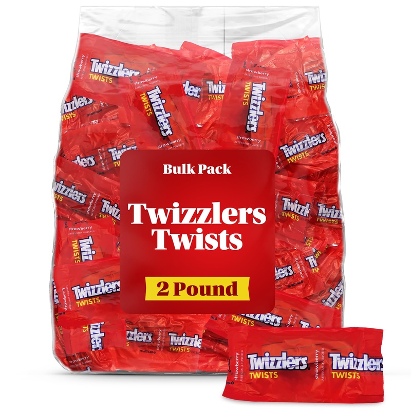 Twizzlertwist Strawberry Bulk Pack 2 Pound – Individually Wrapped Licorice Chewy Candy For Easter Basket Stuffers, Party Favors,