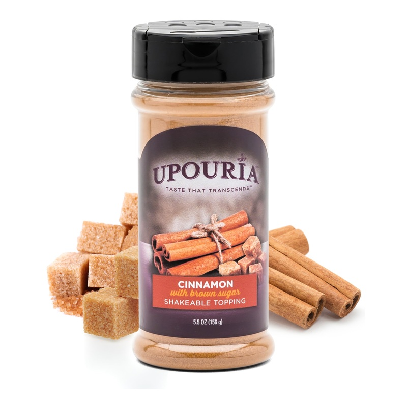 Upouria Cinnamon Brown Sugar Flavored Shakable Topping, Sweet Enhancer For Coffee & Hot Cocoa, 5.5Oz