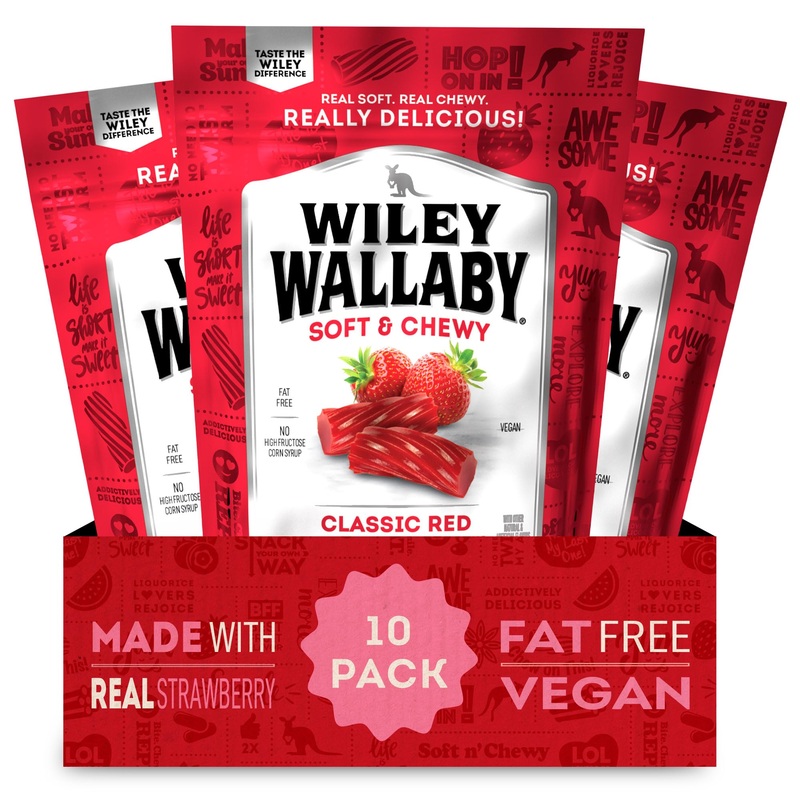 Wiley Wallaby Licorice 10 Ounce Classic Gourmet Soft & Chewy Australian Red Licorice Candy Twists, 10 Pack
