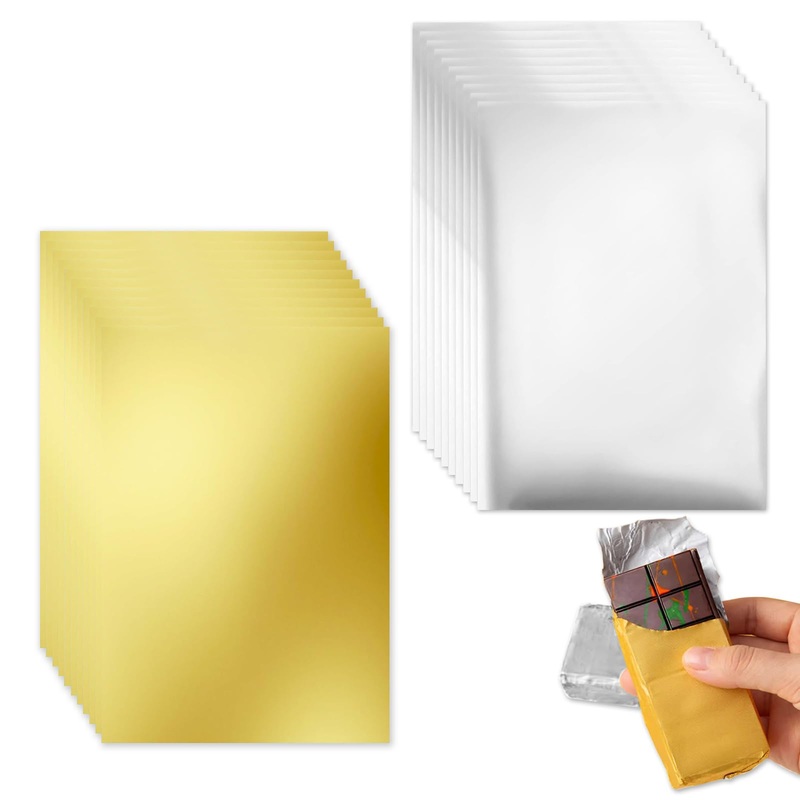 200 Pieces 7.5 X 6 Inches Chocolate Foil Wrappers, Gold Aluminum Foil Candy Wrappers, Candy Bar Wrappers For Chocolate, Chocolat