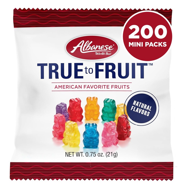 Albanese World’S Best True To Fruit – American Favorite Fruits Gummies, 0.75Oz Bag Of Candy (Pack Of 200)