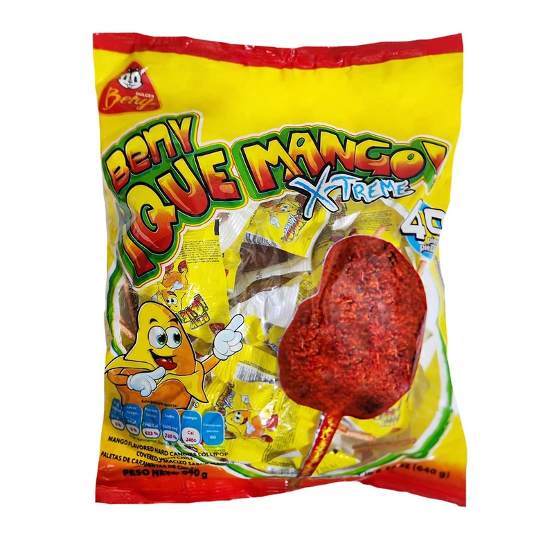 Beny X-Treme Lollipops With Chili Coating 1Lb 6.56Oz Bags (640G) (Mango)