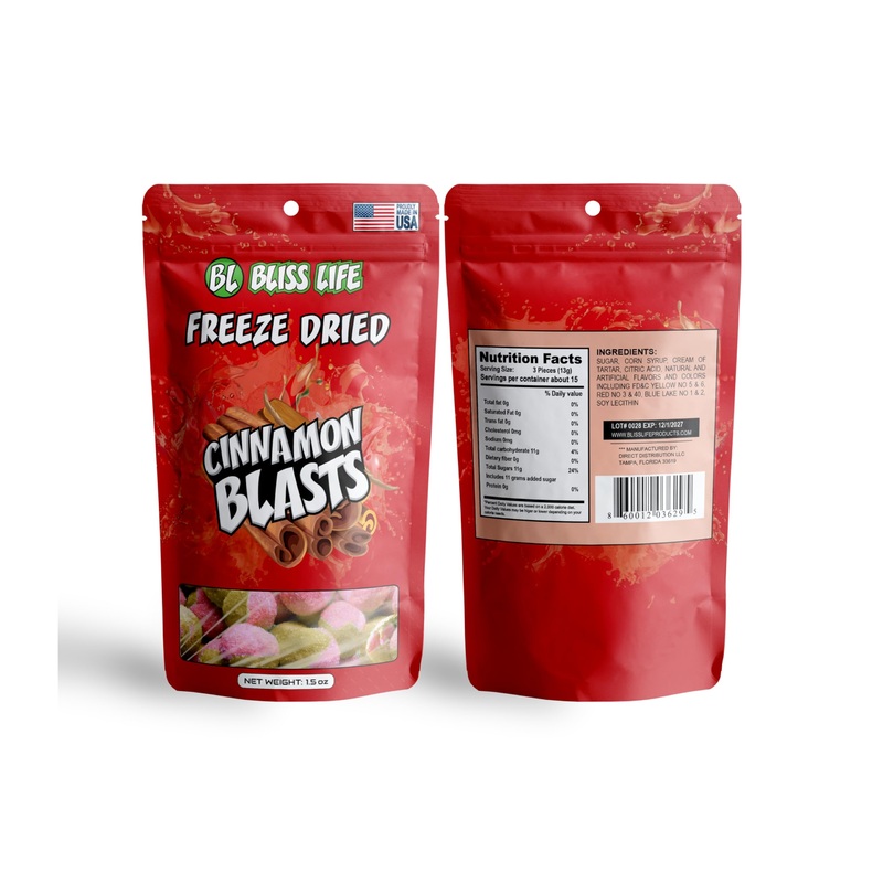 Bliss Life Cinnamon Blast Freeze Dried Candy From Tiktok, Asmr Crunchy Candy, Spicy Sweet And Sour Kids Snacks, Unique Novelty S