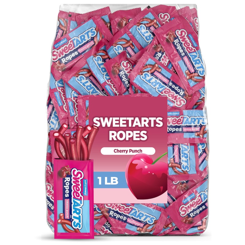 Cherry Punch Candy Ropes – Soft & Chewy Bulk 1 Lb Pack (Approx. 30 Pieces), Individually Wrapped Treats For Valentines Day, Part