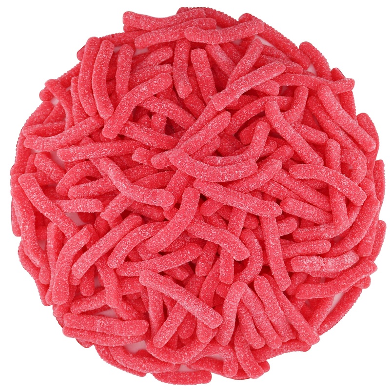 Firstchoicecandy Sweet & Sour Gummy Worms, Multi Flavors And Solid Colors (1 Pound, Sour Red Strawberry)