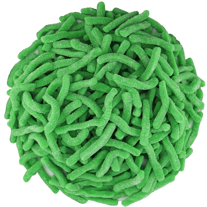 Firstchoicecandy Sweet & Sour Gummy Worms, Multi Flavors And Solid Colors (5 Pound, Sour Green Apple)