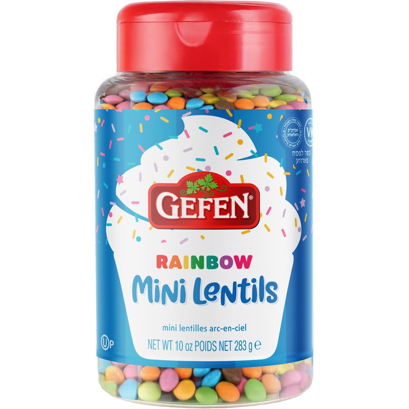 Gefen Rainbow Candy Coated Chocolate Lentils, 10Oz | Mini Chocolate Lentils For Baking And Decorating | Corn Free | Dairy Free |