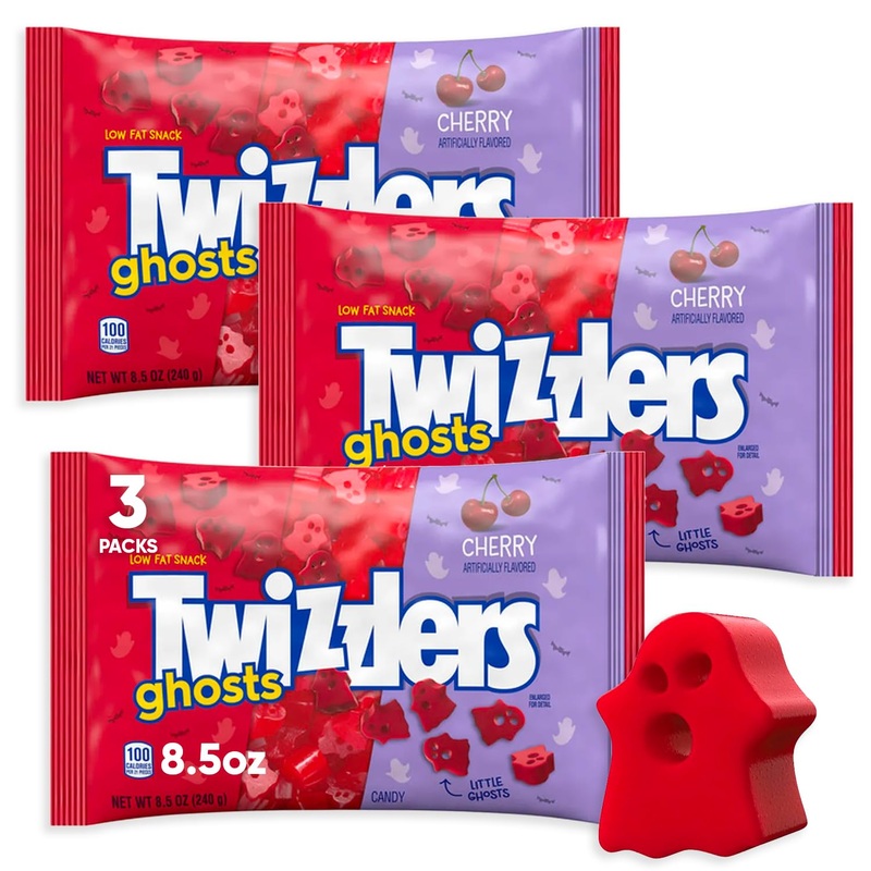 Halloween Candy Bulk – Cherry Ghosts Licorice Candy 8.5Oz, 3 Packs – Ghosts Of Halloween Cherry Licorice Candy, Trick Or Treat C