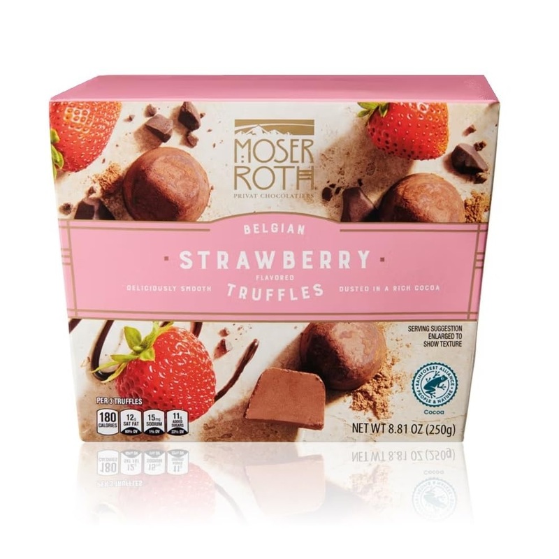 Moser Roth Belgian Cocoa Dusted Truffles, 8.81 Oz (1 Box, Strawberry)
