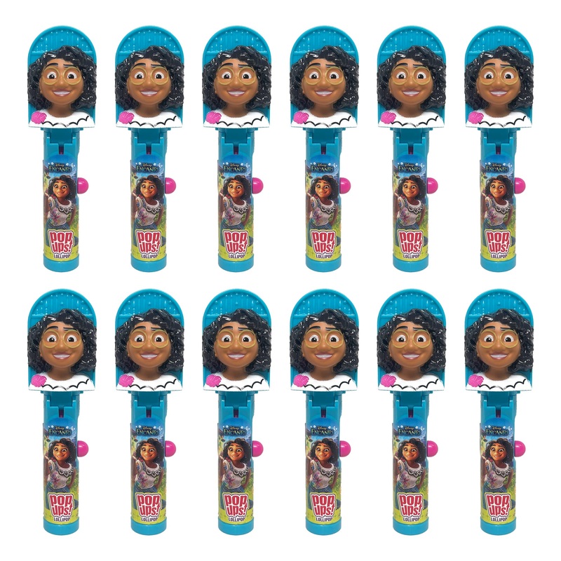 Pop Ups! Encanto Mirabel Lollipop Holder – 12 Lollipops With Cases – Individually Wrapped Candy Party Favors – Disney Candy – Bu