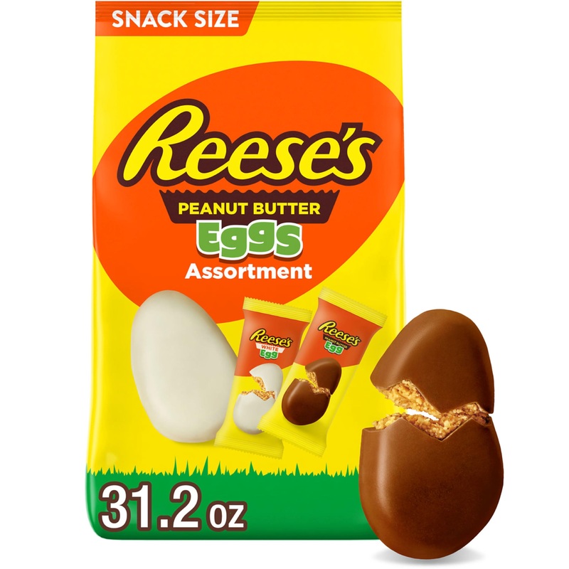 Reese’S Assorted Flavored Snack Size Peanut Butter Eggs, Easter Candy Bag, 31.2 Oz