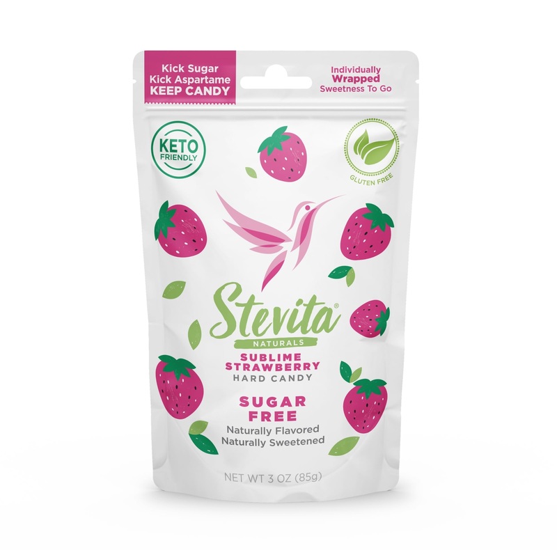 Stevita Hard Candy, Sublime Strawberry – 25 Individually Wrapped Pieces – Sugar & Aspartame Free – Naturally Flavored & Sweetene
