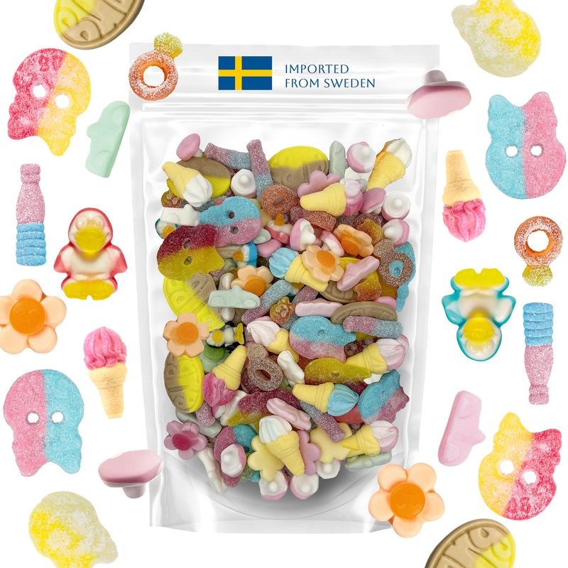 Swedish Sweet & Sour Mix – 1 Lb Assortment Bag With Fan-Favorite Candies Like Bubs Dizzy Skull, Sur Skalle, Banana, Big Sour Sku