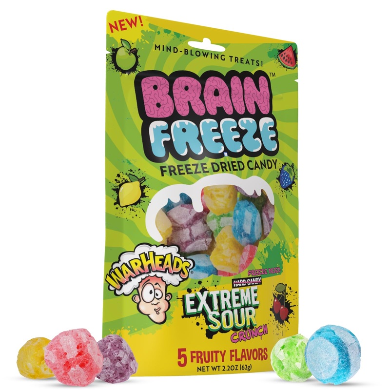 Brain Freeze Mixed Fruit Dried Candy | Freeze Dried Sour Crunch | Fun Snack & Party Treat | Travel-Friendly, 2.2 oz Pack of 1