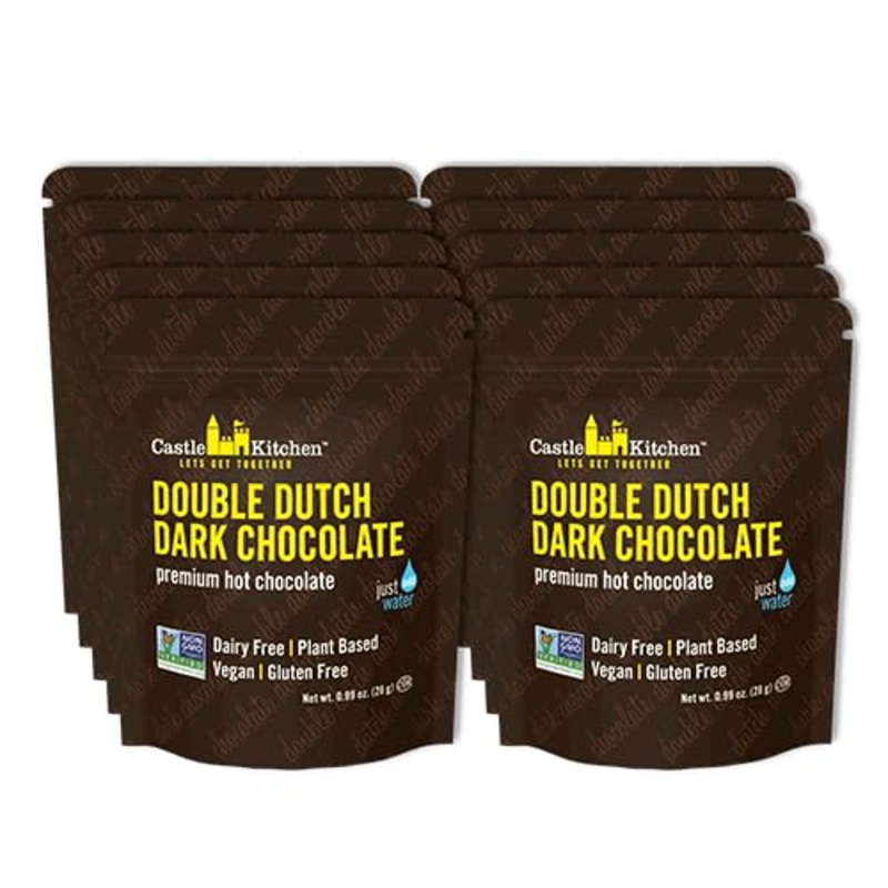 Castle Kitchen Hot Chocolate Sachets (10 Count) – Single Serve On-The-Go Cocoa – Just Add Water – Dairy Free, Vegan 1Oz Bulk Pac