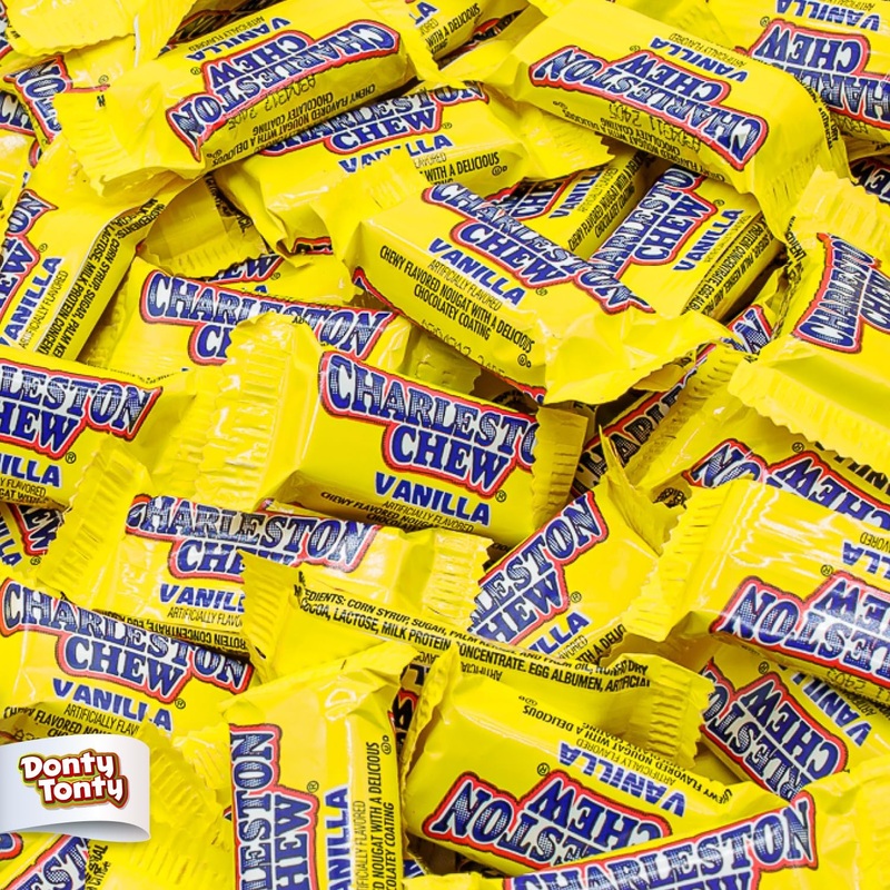 Charleston Chew Candy 2 Lb – Anti Melt Pack, Bulk Resealable Bag, Individually Wrapped (108 Pieces), Soft Vanilla Nougat, Gluten