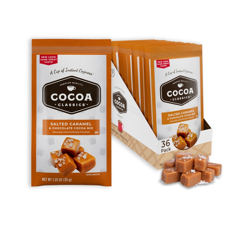 Cocoa Classics Salted Caramel Cocoa Mix, Hot Chocolate, Made With Nonfat Milk, Just Add Hot Water, Make Hot Or Iced Cocoa, Glute