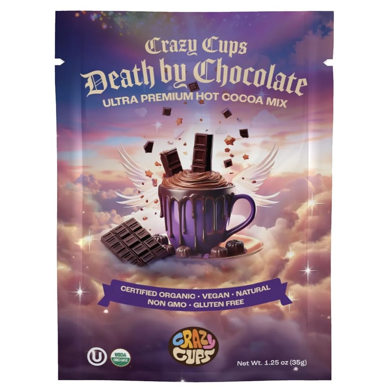 Crazy Cups Ultra Premium Hot Chocolate Mix, Dairy Free, Organic Vegan Hot Chocolate Packets, Non Gmo Rich Hot Cocoa Mix 8 Packet