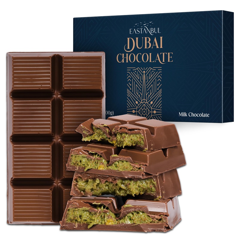 Eastanbul Dubai Chocolate Bar Pistachio, 7Oz, Premium Pistachio Dubai Chocolate Bar, Viral Candy With Shredded Phyllo Dough, Kna