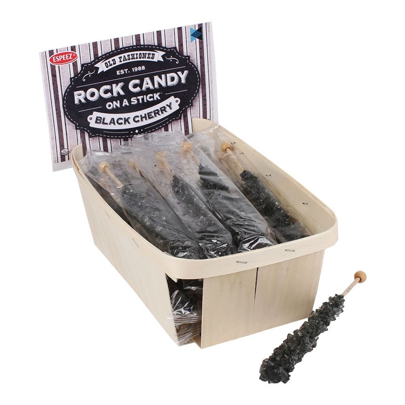 Extra Large Rock Candy Sticks: 24 Black Rock Candy Sticks – Black Cherry – Individually Wrapped For Party Favors, Candy Buffet,