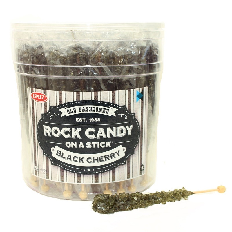 Extra Large Rock Candy Sticks: 36 Black Cherry Lollipop – Individually Wrapped Black Crystal Rock Candy Sticks – Espeez Candy Fo