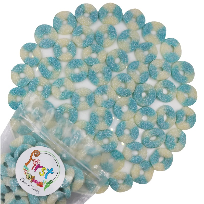 Firstchoicecandy Gummy Rings (Sour Mini Blue Raspberry, 1 Pound (Pack Of 1))