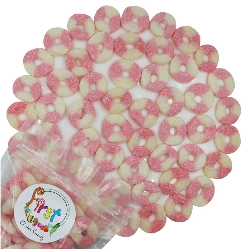 Firstchoicecandy Gummy Rings (Sour Mini Pink Lemonade, 1 Pound (Pack Of 1))