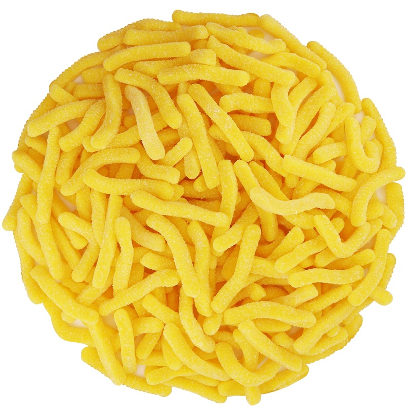 Firstchoicecandy Sweet & Sour Gummy Worms, Multi Flavors And Solid Colors (2 Pound, Sour Yellow Pineapple)