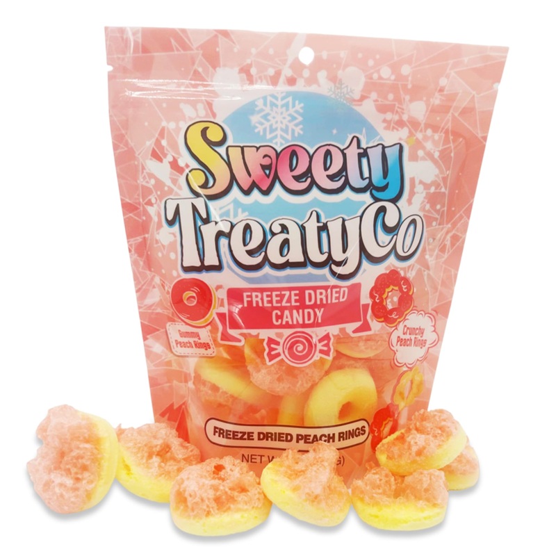 Freeze Dried Candy Peach Rings By Sweety Treatyco. – Deliciously Tangy, Nutrient-Rich & Gluten-Free Snacks – Easy To Carry 2 Oz