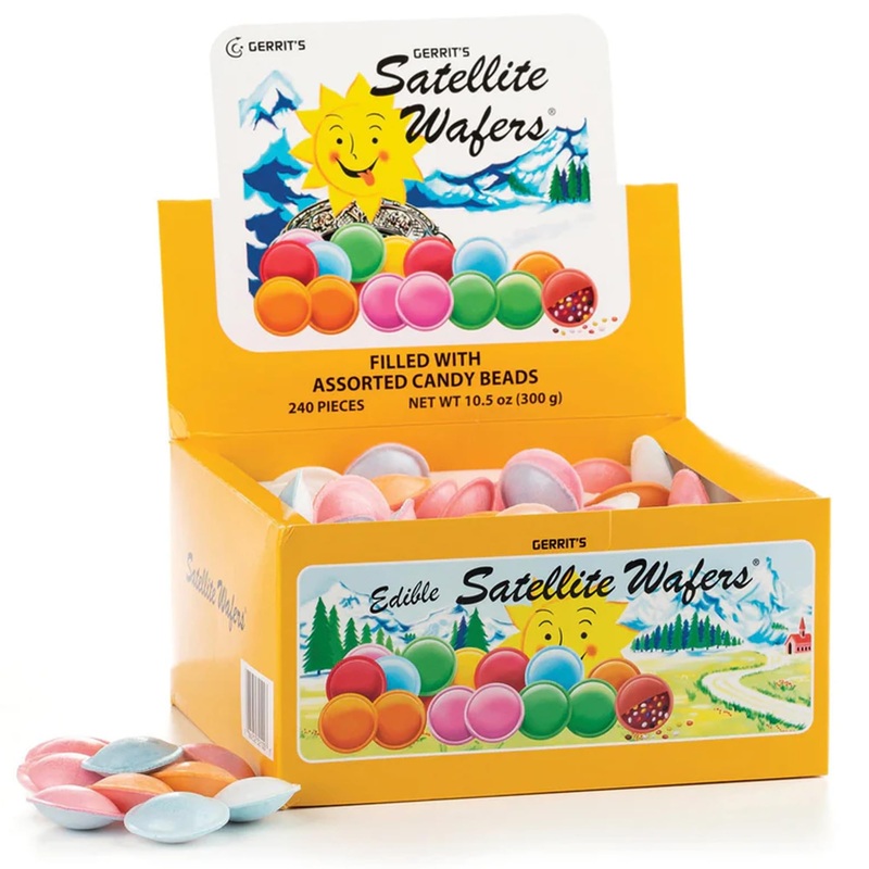 Gerrit’s Satellite Wafers Candy – 240 Count Pack – Crispy & Nostalgic Flying Saucer Treats Filled with Assorted Beads