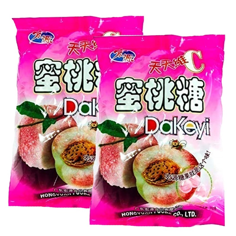 Hong Yuan Classic Hard Candy 12.3Oz/350G (Peach, 2 Pack)
